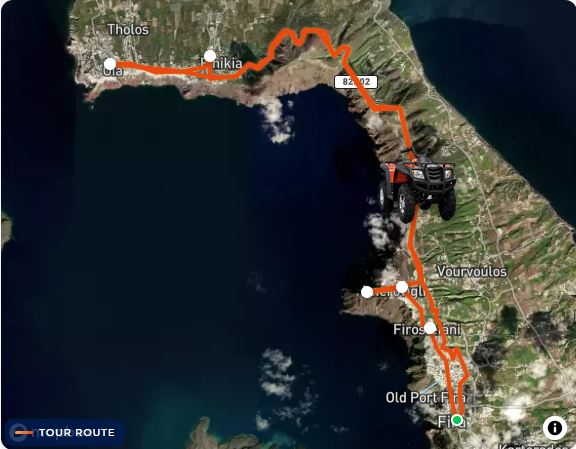 ATV Fira & Oia Tour Tour Route